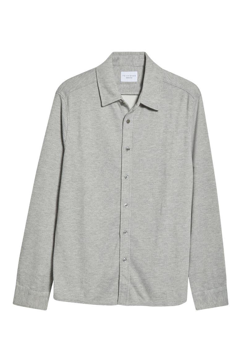 Generation™ Pinstripe Double Knit Button-Up Shirt, Main, color, GREY