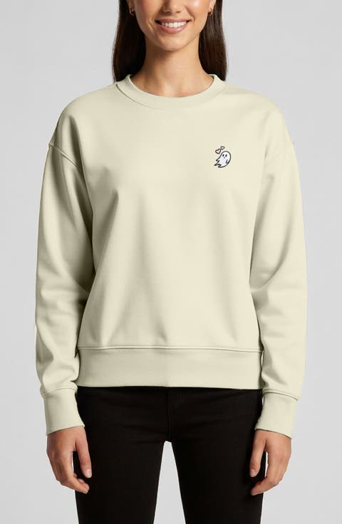 Heartly Ghost Relaxed Fleece Crewneck Sweatshirt