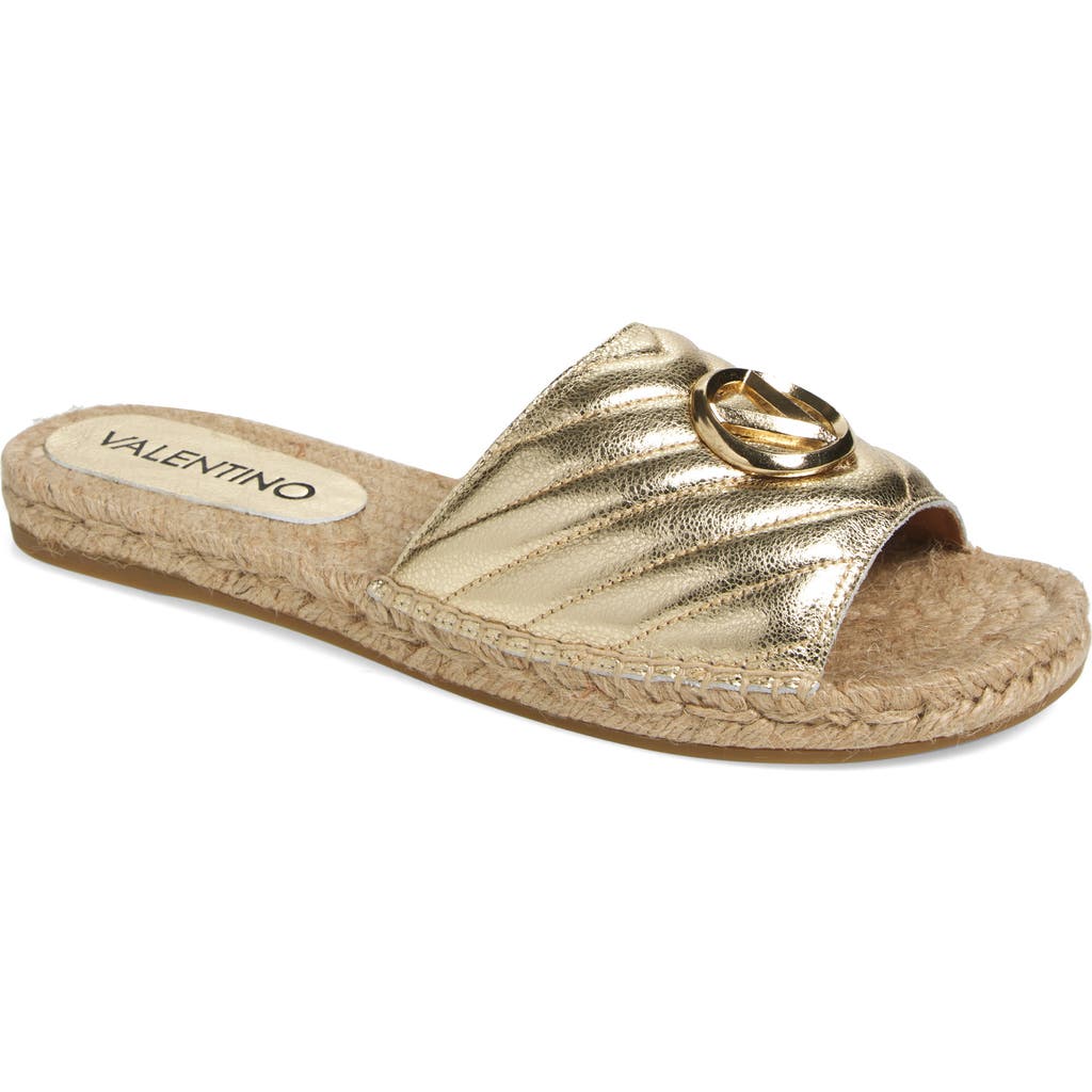 Valentino By Mario Valentino Clavel Espadrille Slide Sandal In Gold