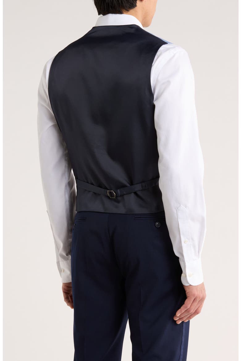 Stretch Cotton Tuxedo Vest, Alternate, color, BLUE SOLID