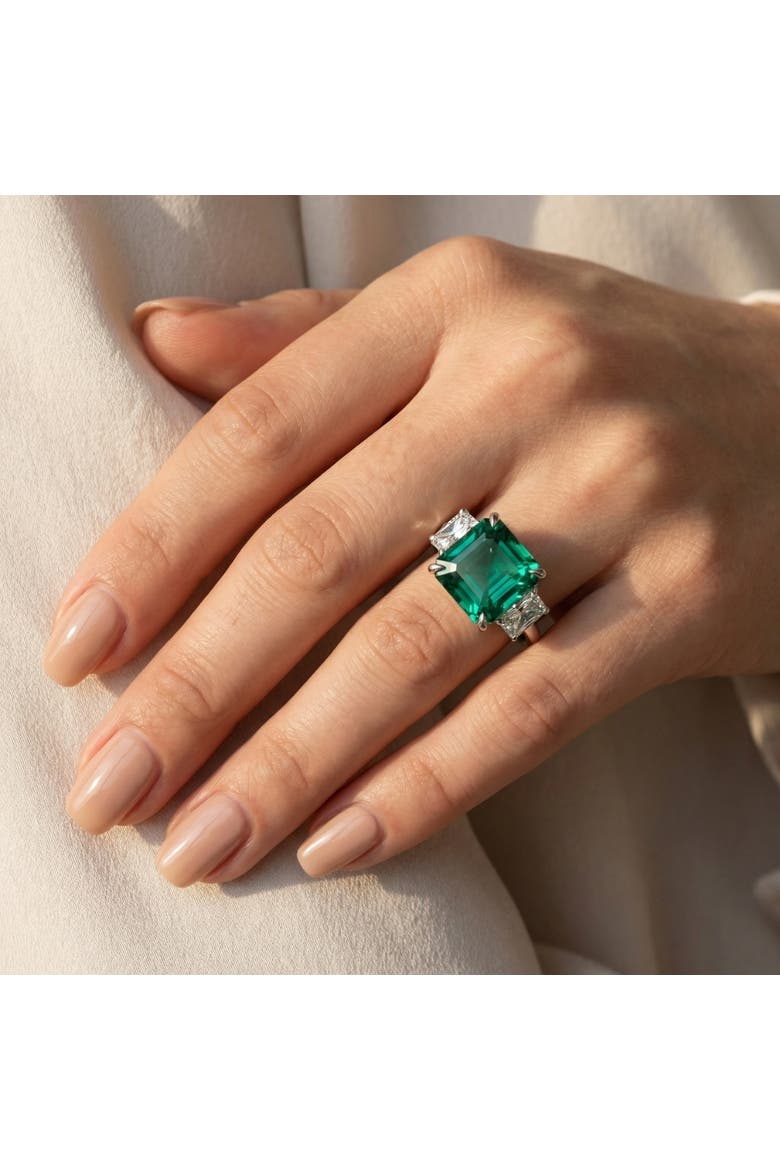 8Ct Asscher Cut Emerald & Diamond Ring 14k Gold or Platinum Lab Grown, Alternate, color, 14k Yellow Gold