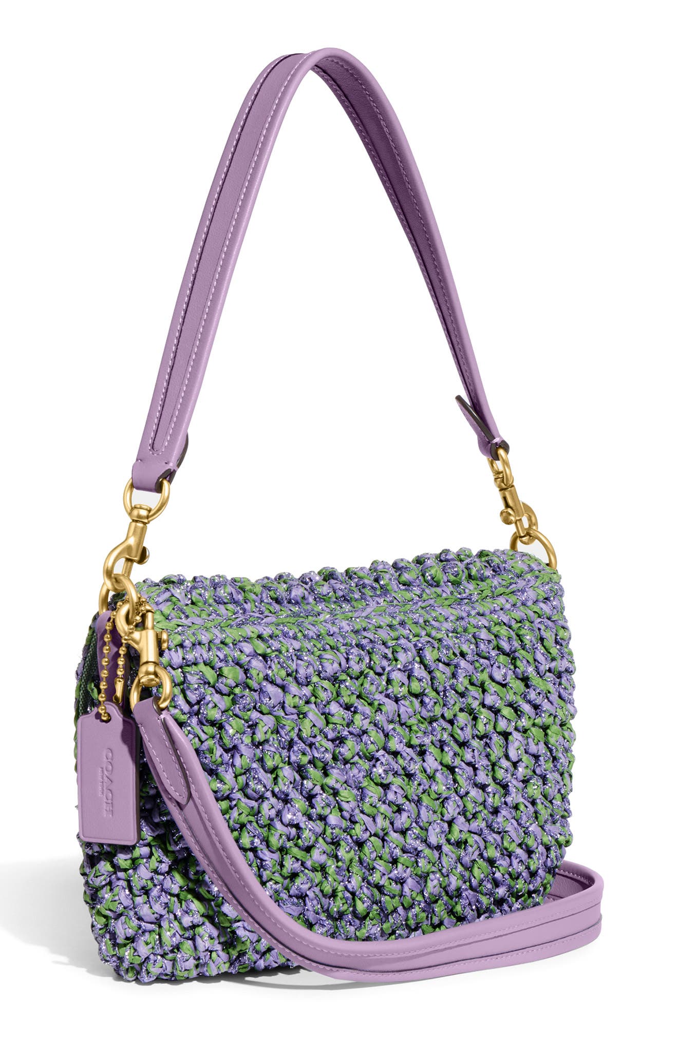 COACH Popcorn Straw Shoulder Bag, Alternate, color, 