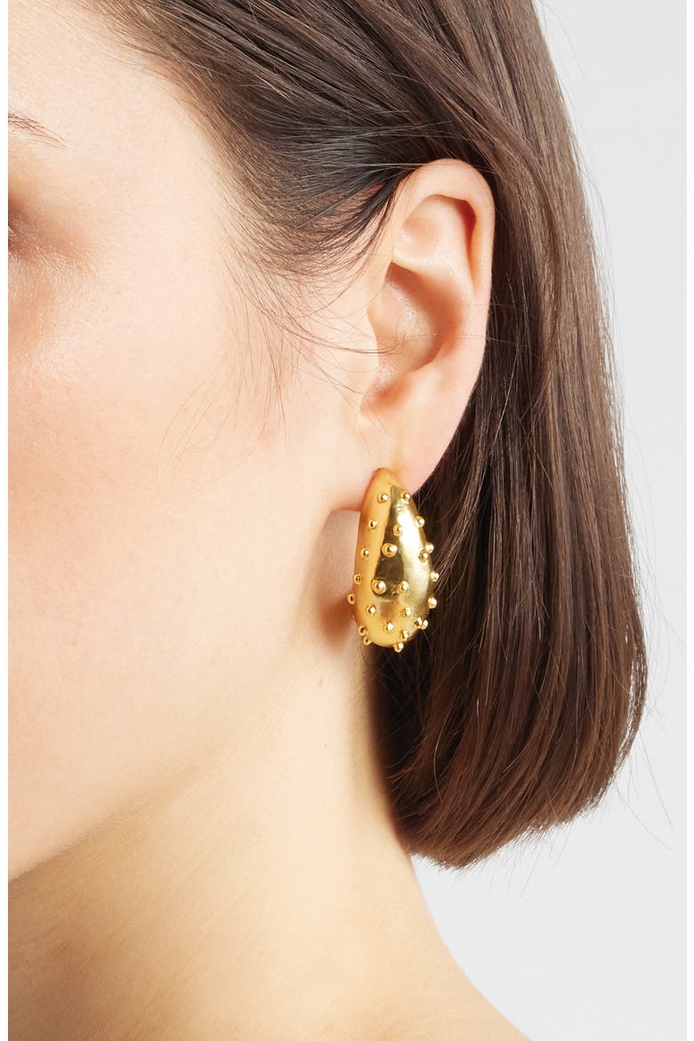 Ladybug J-Hoop Earrings, Alternate, color, GOLD