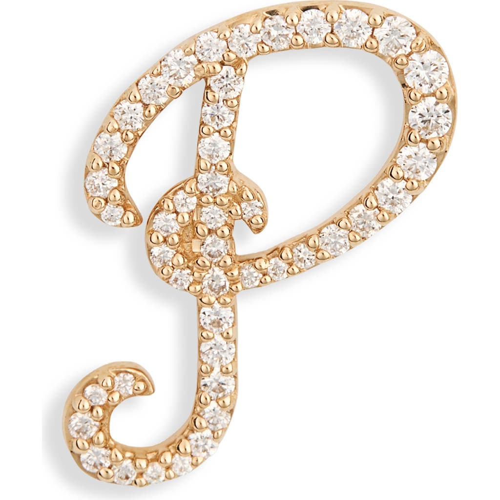Lana 14k Gold Diamond Cursive Initial Stud Earring In Gold