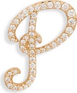 LANA 14K Gold Diamond Cursive Initial Stud Earring - 0.418ct.