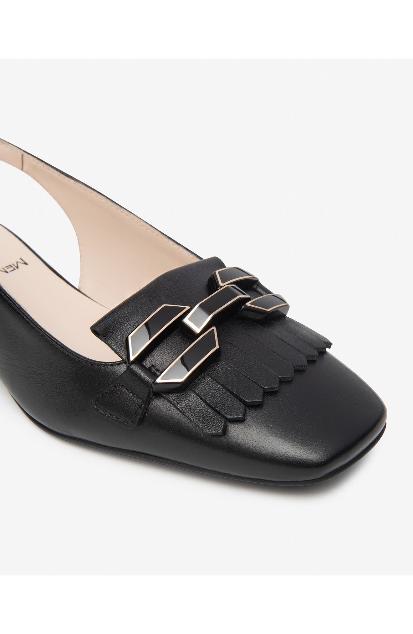 NeroGiardini Kiltie Fringe Slingback Pump, Alternate, color, Black