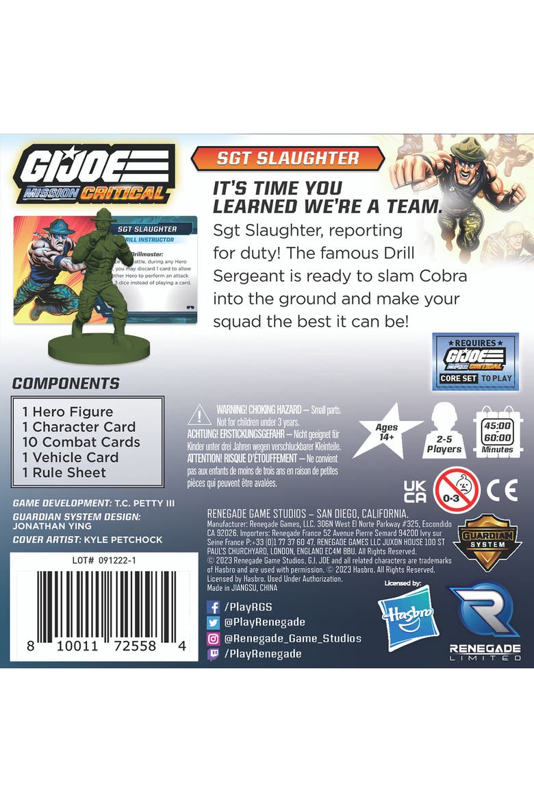 G.I. Joe Mission Critical Sgt Slaughter Figure Pack Rpg Expansion Pack, Alternate, color, Multicolored