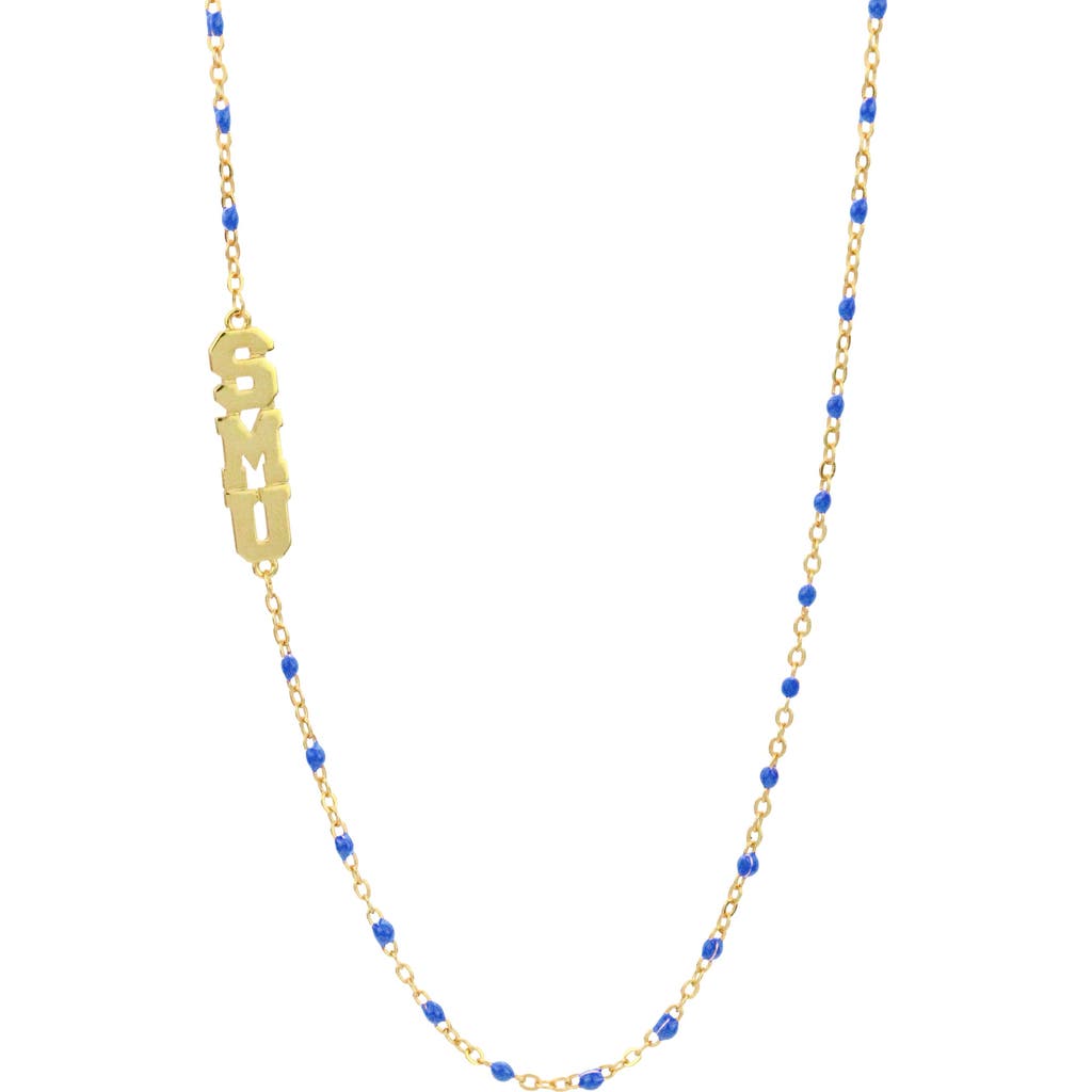 Color Shout Southern Methodist University Side Necklace In Gold
