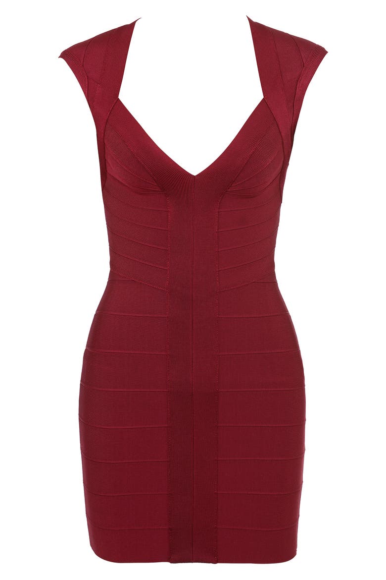 The Icon Bandage Minidress, Alternate, color, WINE