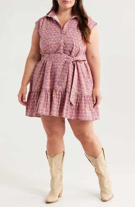 Treasure & Bond Floral Print Ruffle Hem Belted Minidress