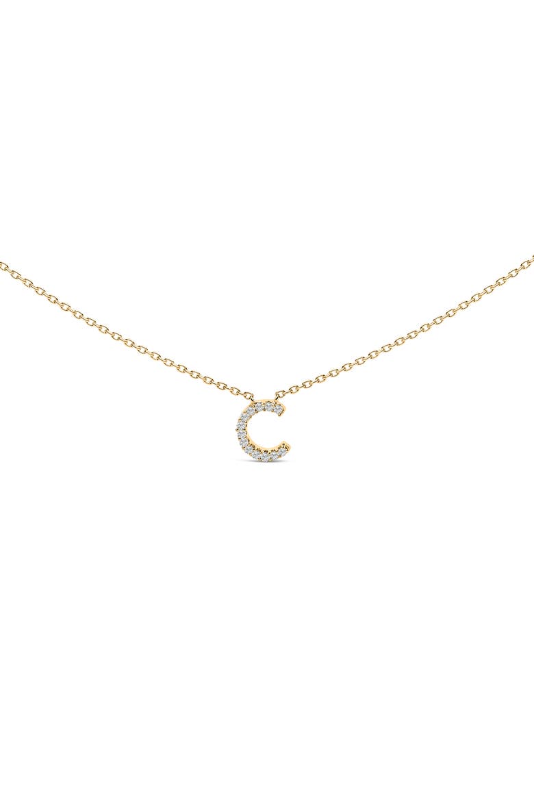 10K Yellow Gold Diamond Accent "A-Z" Block Initial Pendant Necklace, Main, color, Yellow Gold | C