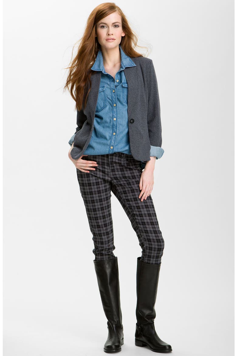 Boyfriend Fit Crosshatch Weave Shirt, Alternate, color, WASHED DENIM