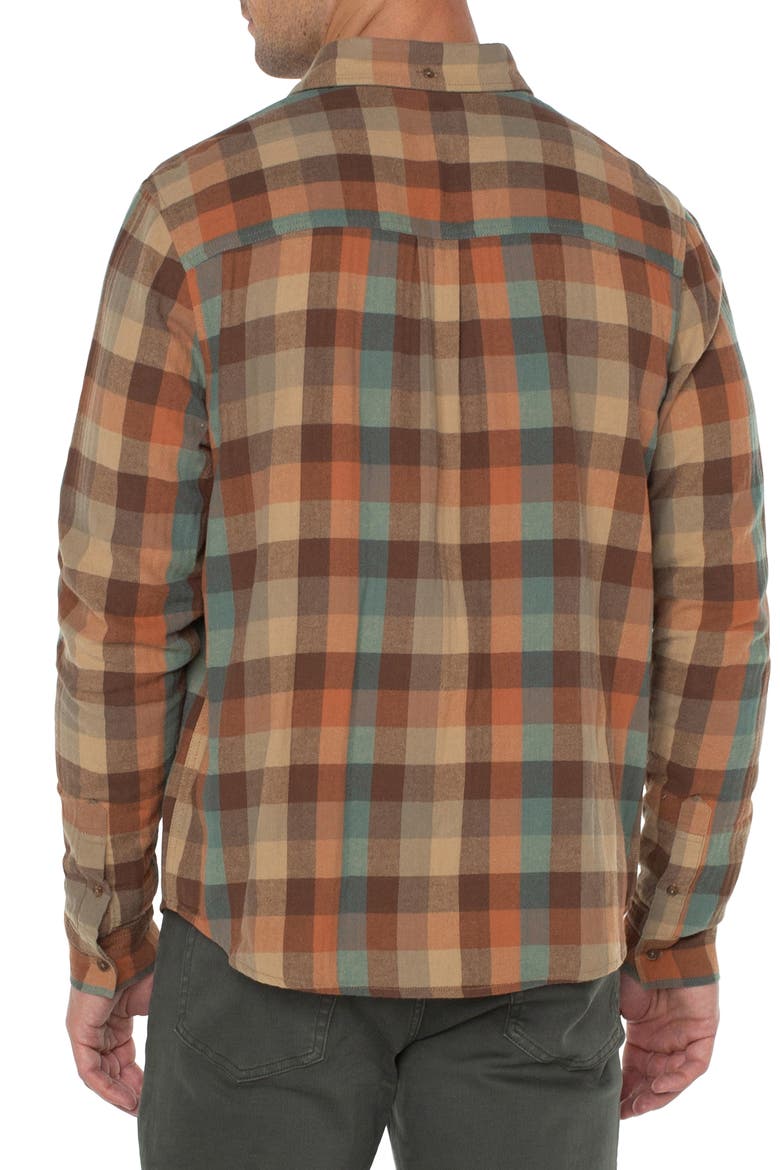 Plaid Button-Down Shirt, Alternate, color, TEAL/ RUST MULTI