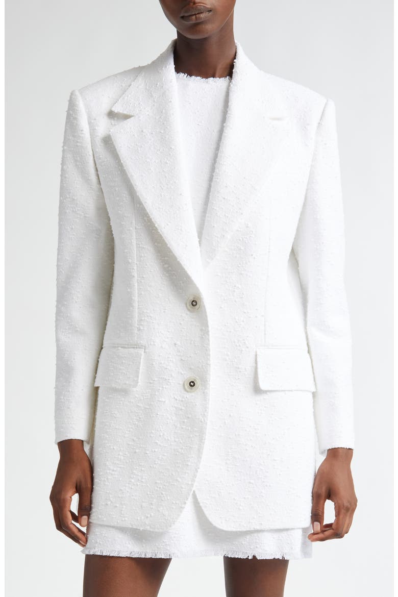 Single Breasted Raschel Tweed Blazer, Main, color, BIANCO OTTICO
