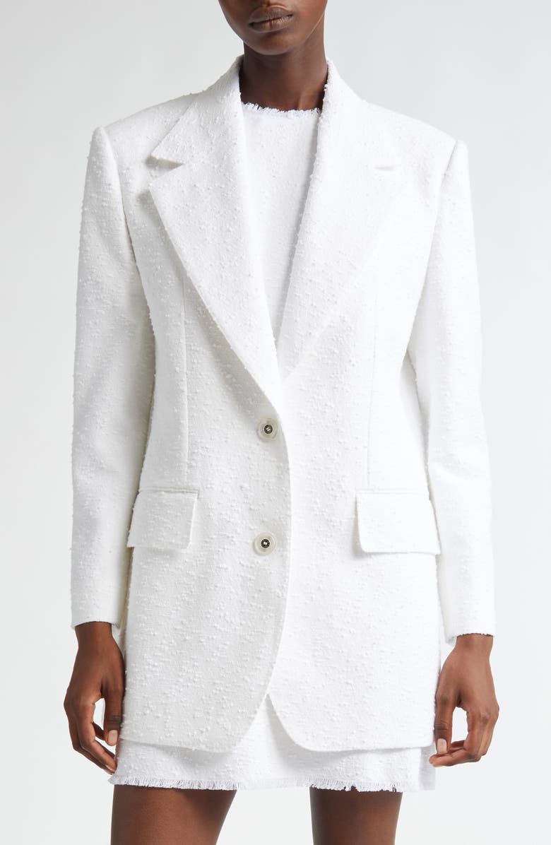 Dolce&Gabbana Single Breasted Raschel Tweed Blazer, Main, color, Bianco Ottico