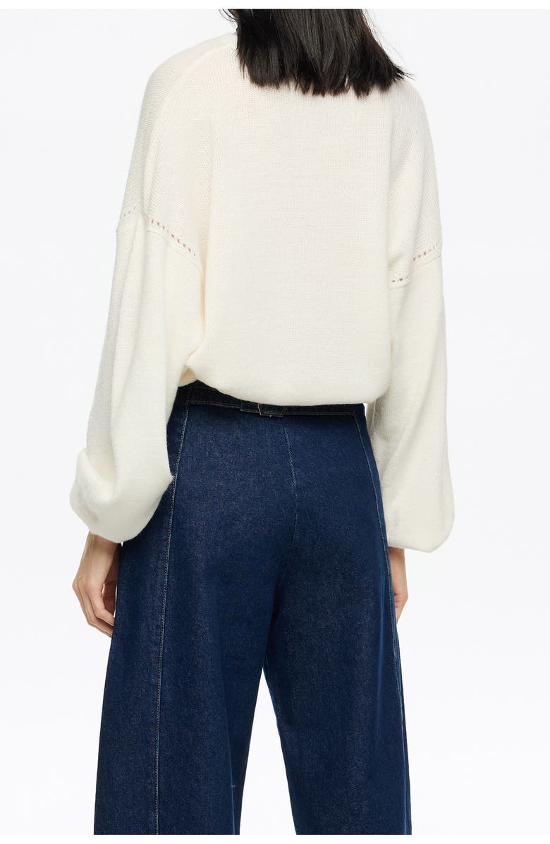 Bimba y Lola Open-Knit Wool Sweater, Alternate, color, Ivory