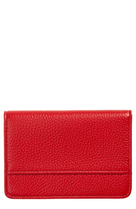 Ruby Pebbled Leather Cardholder