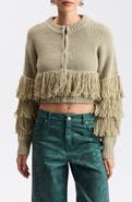 Avec Les Filles Fringe Cropped Cardigan