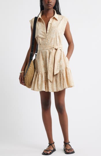 Tiered Cotton Mini Shirtdress