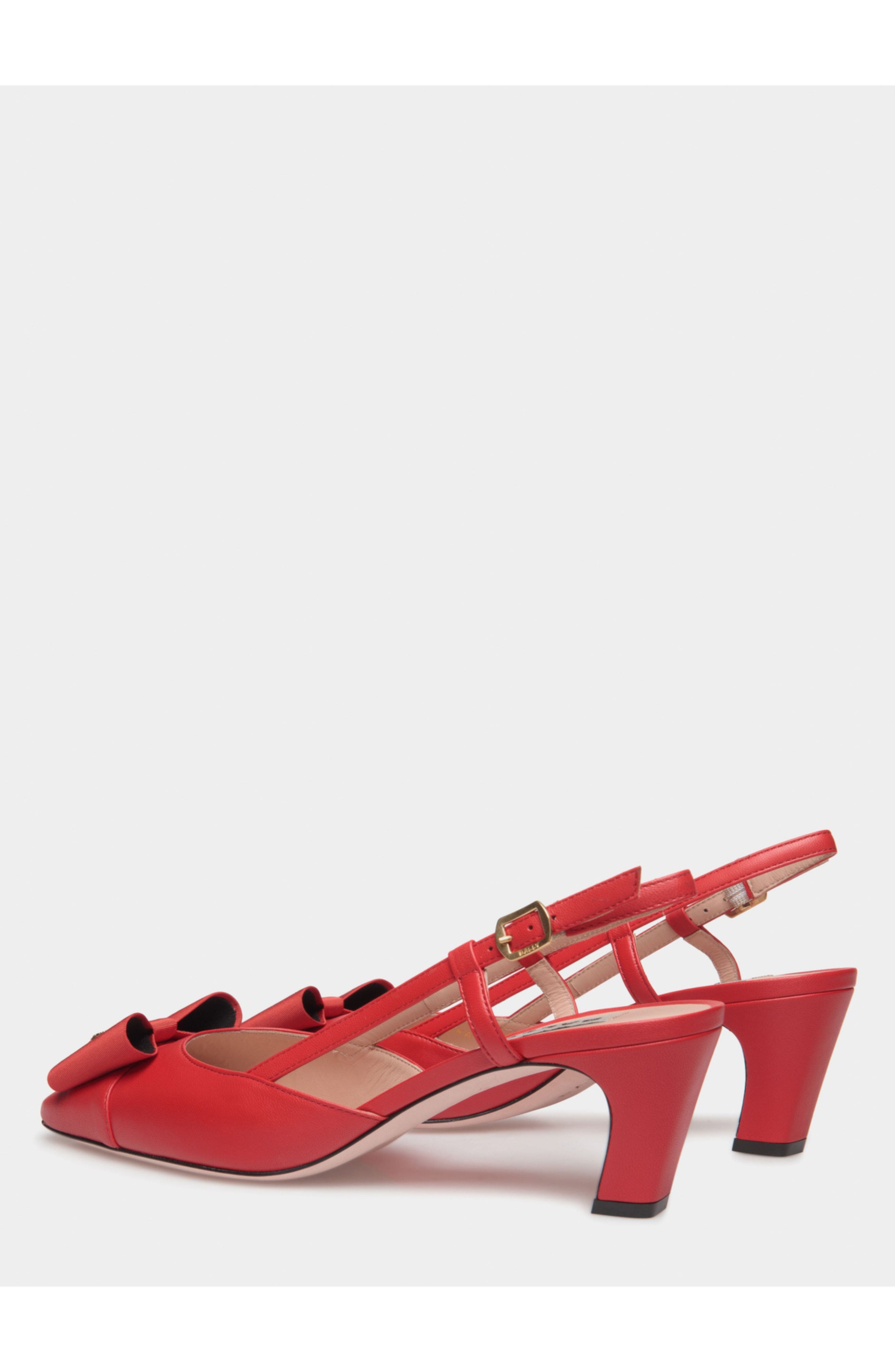 Bally B-Bow Slingback Pump in Leather, Alternate, color, Red