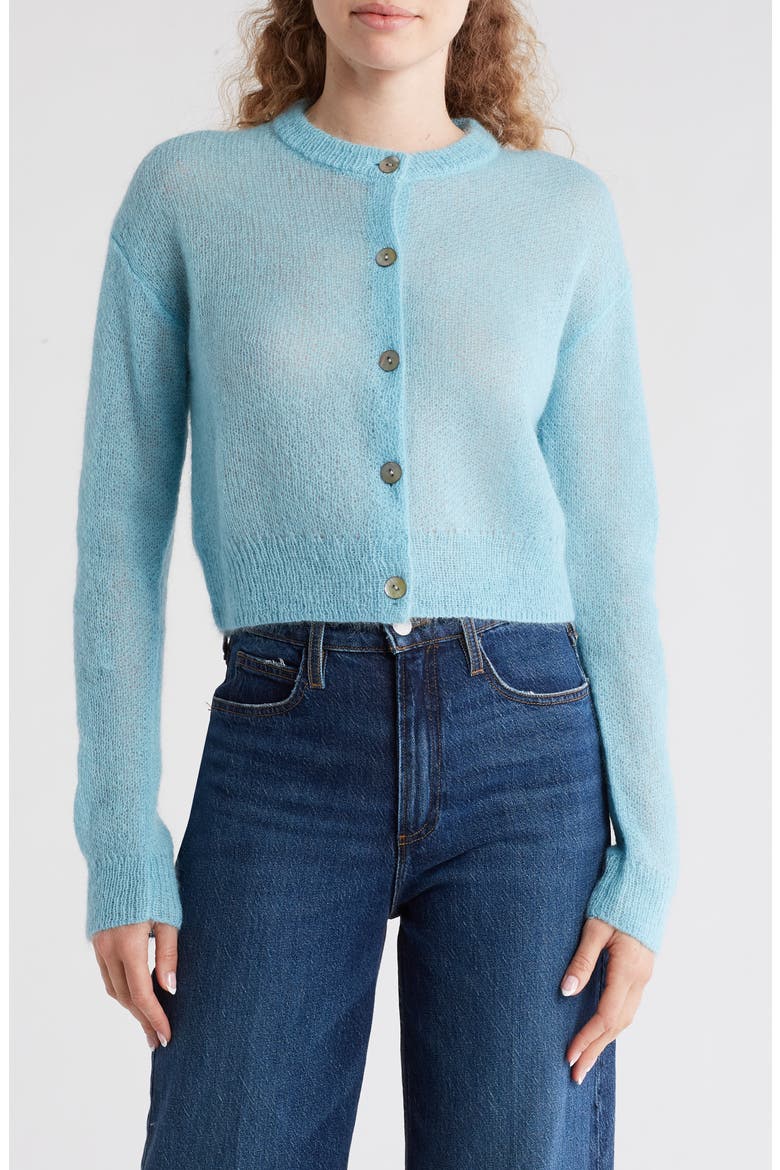 Brushed Button Cardigan, Main, color, TOPAZ