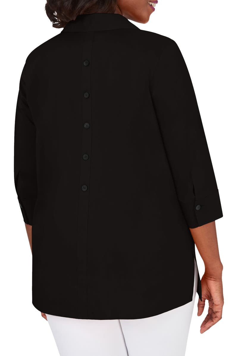Foxcroft Pamela Non-Iron Stretch Tunic Blouse, Alternate, color, Black