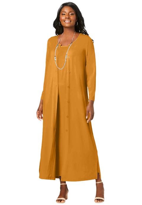 2-Piece Stretch Knit Duster Set (Plus Available)