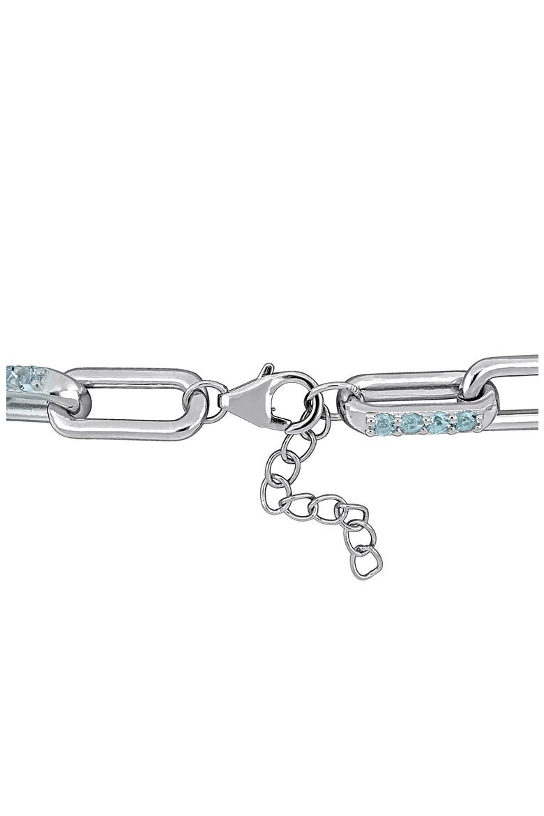 Sky Blue Topaz Paper Clip Chain Bracelet, Alternate, color, BLUE