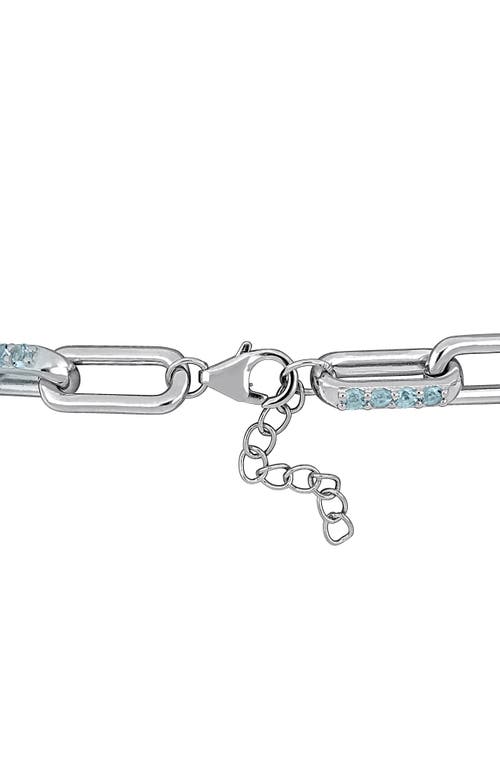 Delmar Sky Blue Topaz Paper Clip Chain Bracelet In Metallic