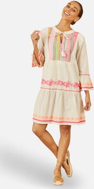 Yumi Embroidered Cotton Tunic Dress