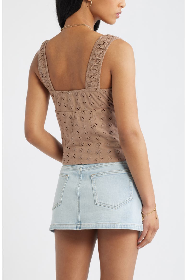 Ruched Cotton Eyelet Tank, Alternate, color, BROWN FRESCO