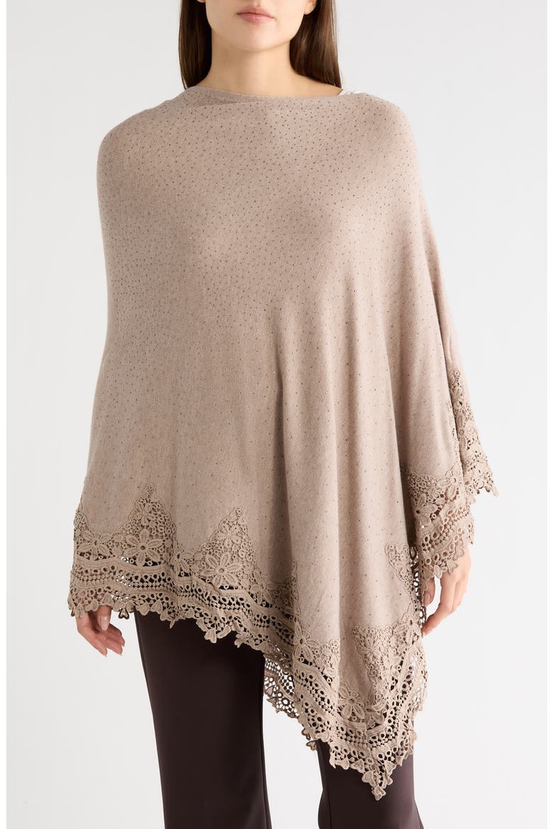 Lace Trim Poncho, Main, color, OATMEAL