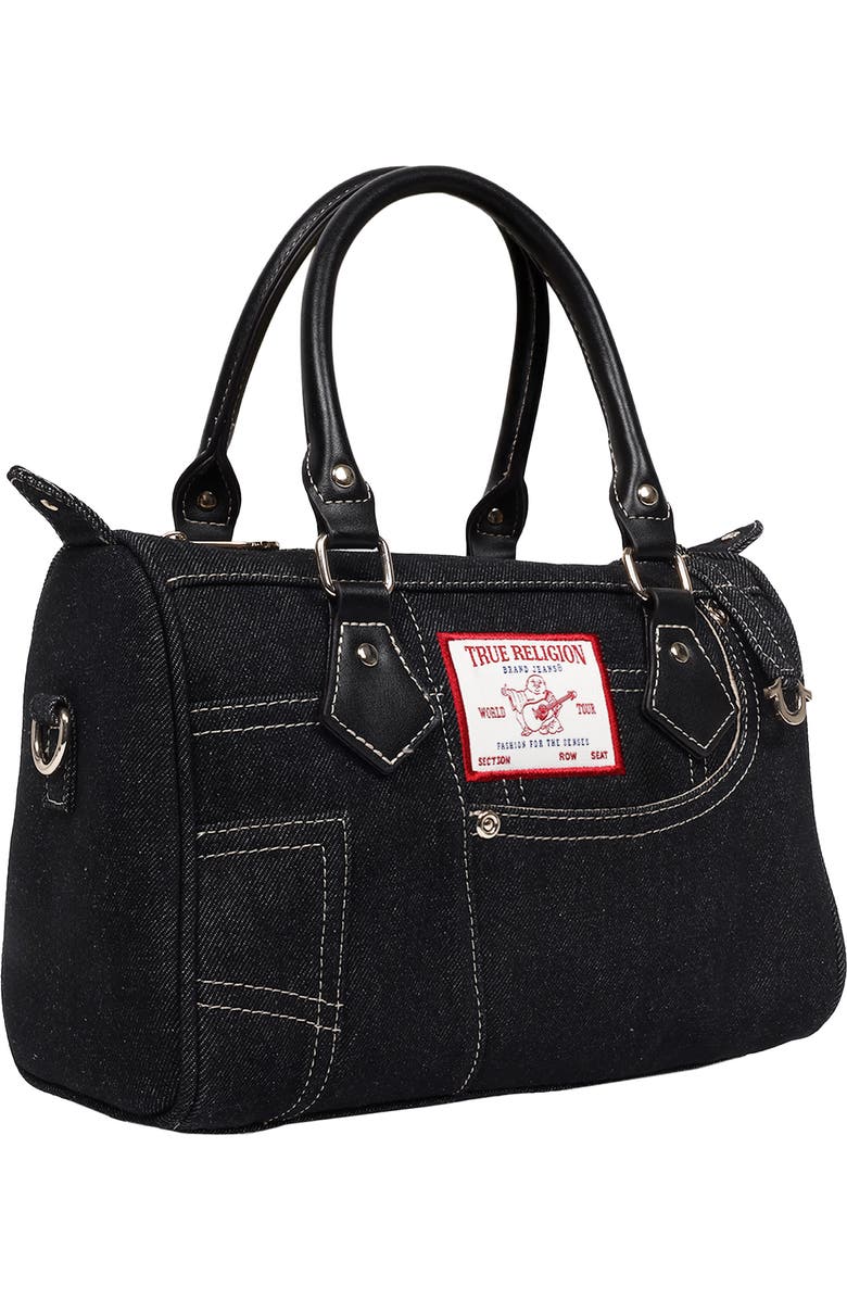 True Religion Heritage Denim Satchel Bag, Alternate, color, Black