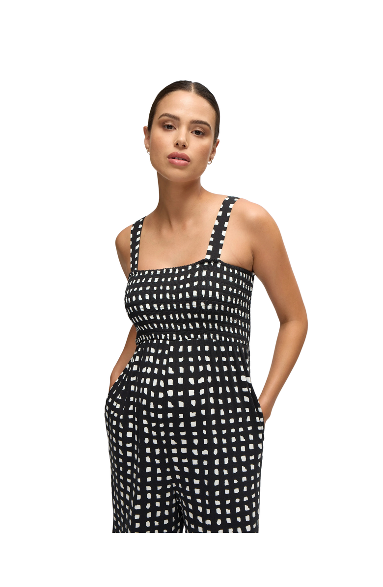 Ingrid & Isabel The One-And-Done Black Maternity Jumpsuit, Alternate, color, Abstract Check
