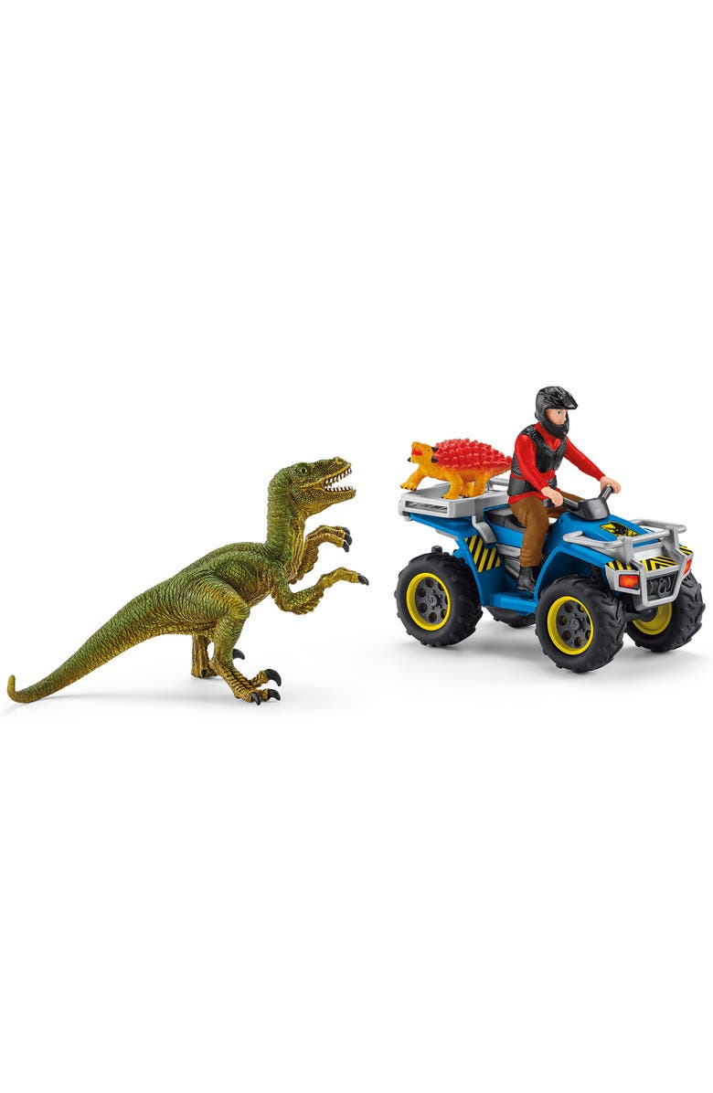 Schleich Dinosaurs Quad Escape From Velociraptor, Main, color, Multicolored