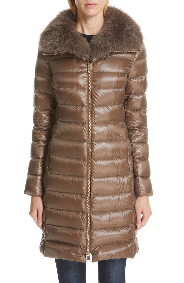 Herno Quilted Down Puffer Coat with Removable Genuine Fox Fur Collar, Main, color, 