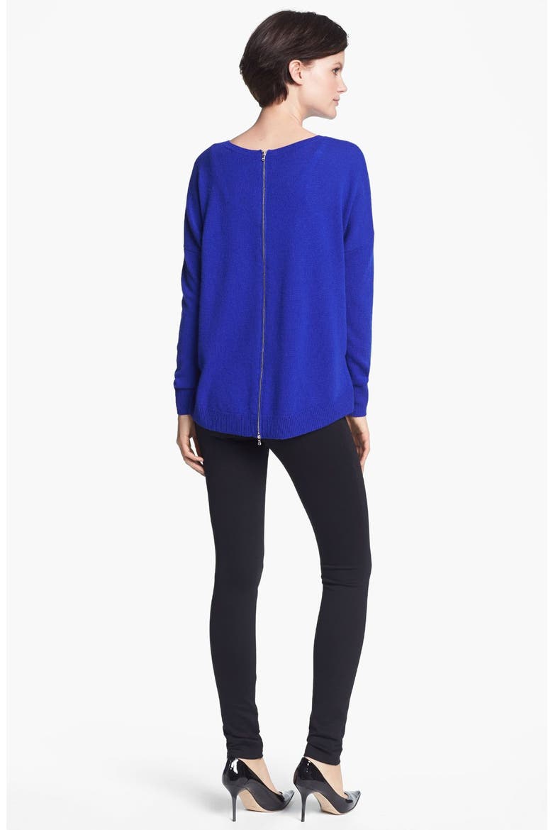 Back Zip Cashmere Sweater, Alternate, color, INDIA INK
