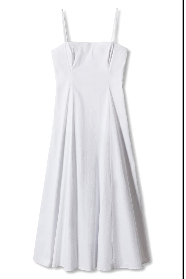 Fit & Flare Cotton Midi Dress, Alternate, color, OFF WHITE