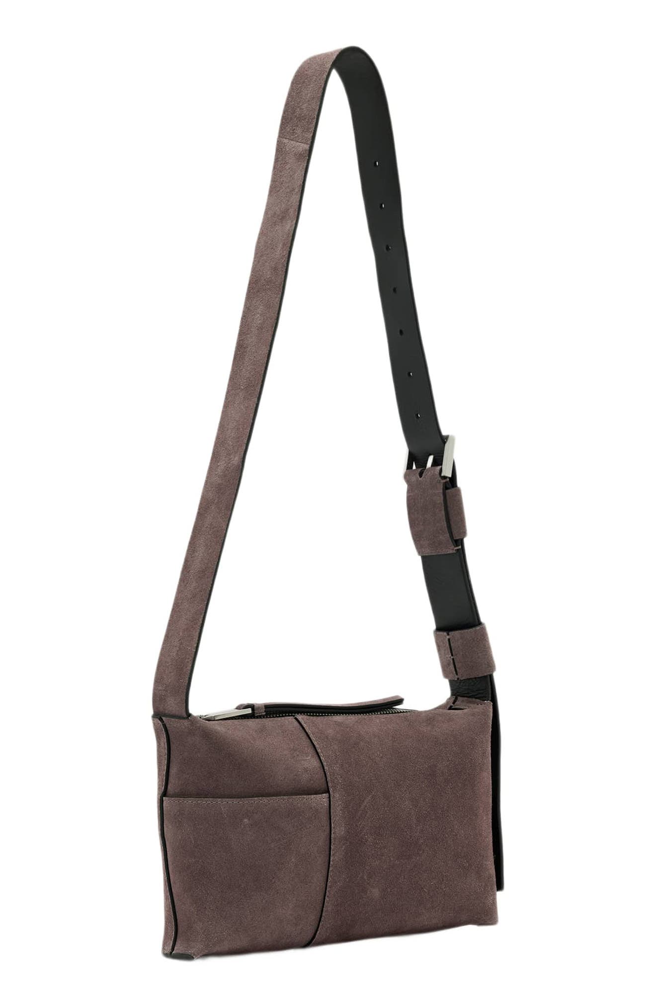 Small Alba Zip Suede Crossbody Bag, Alternate, color, MOCHA BROWN