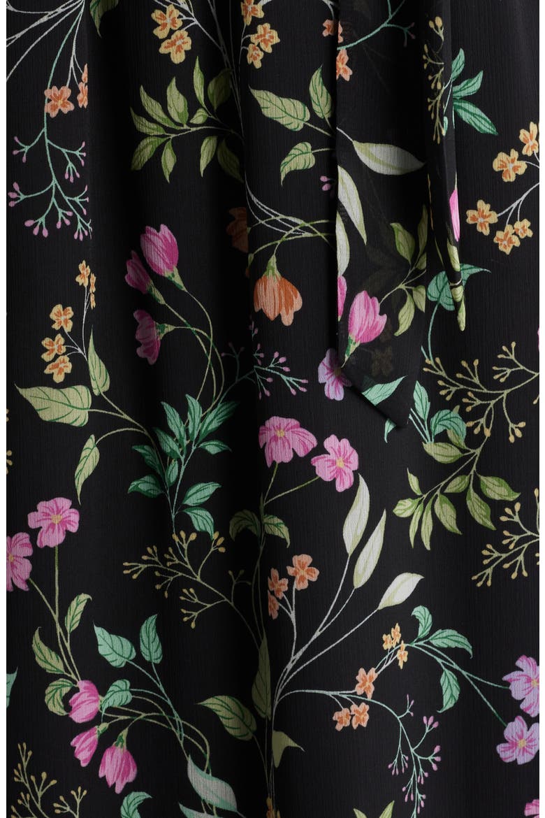 Floral Print Flutter Sleeve Maxi Dress, Alternate, color, BLACK MULTI