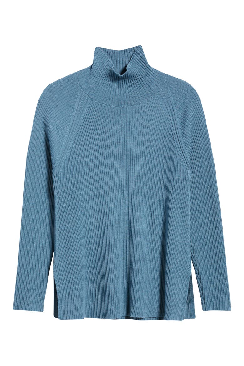 Rib Turtleneck Wool Sweater, Alternate, color, SEA SPRAY