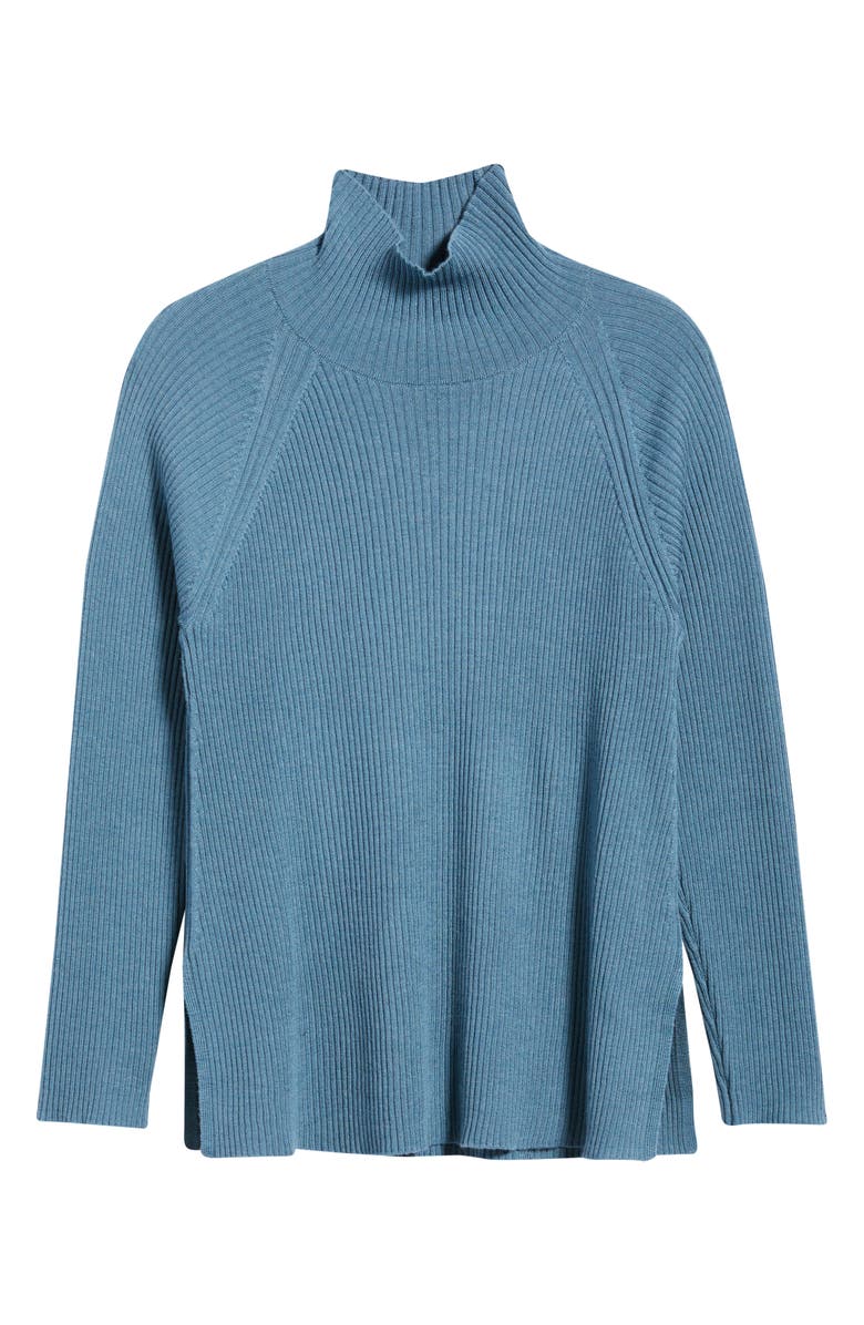 Eileen Fisher Rib Turtleneck Wool Sweater, Alternate, color, Sea Spray
