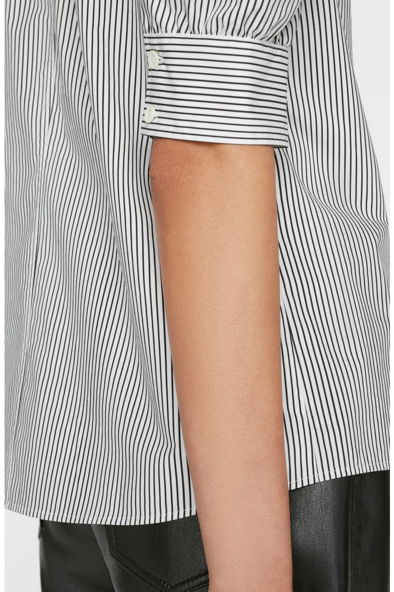 Stripe Puff Sleeve Organic Cotton Button-Up Shirt, Alternate, color, NOIR MULTI