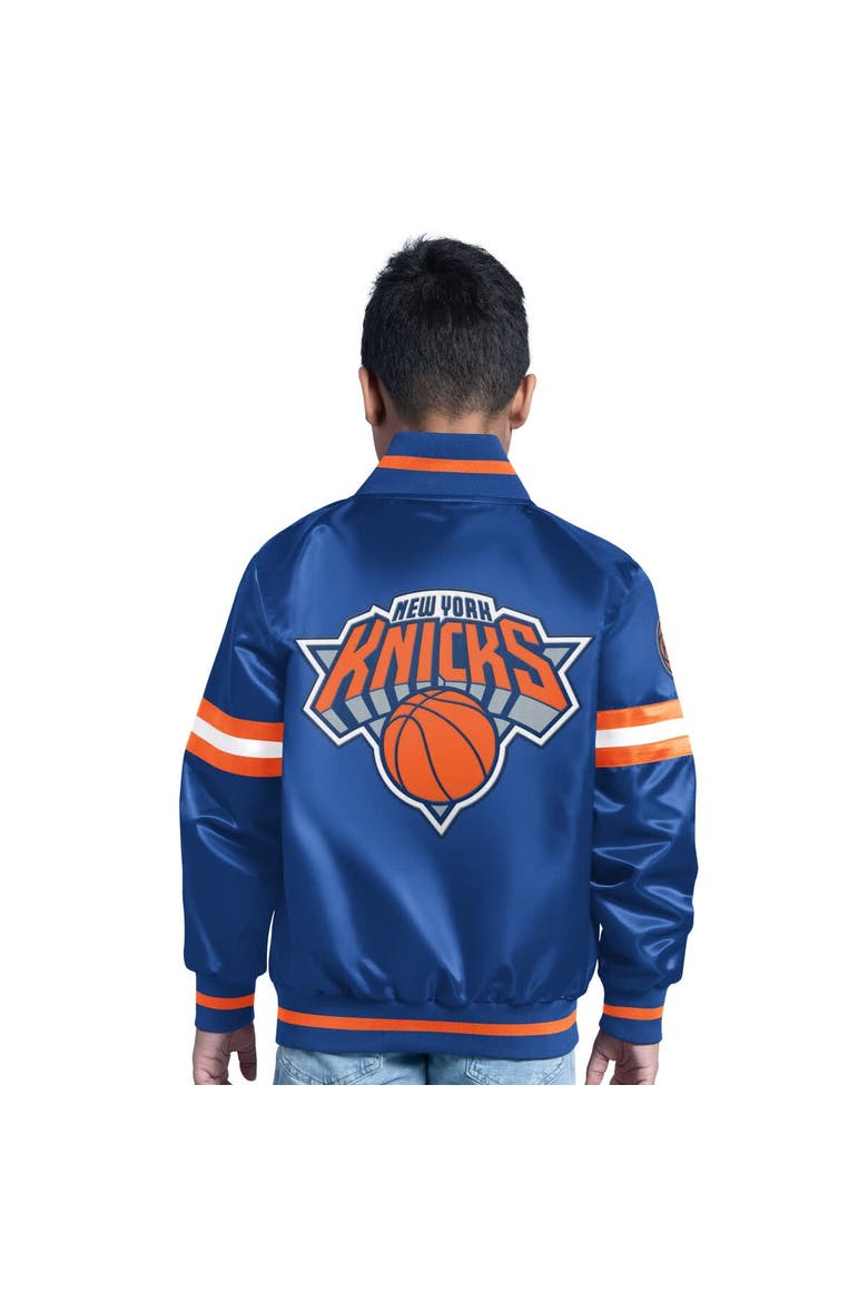 Youth Blue New York Knicks Scrimmage Full-Snap Varsity Jacket, Alternate, color, Blue