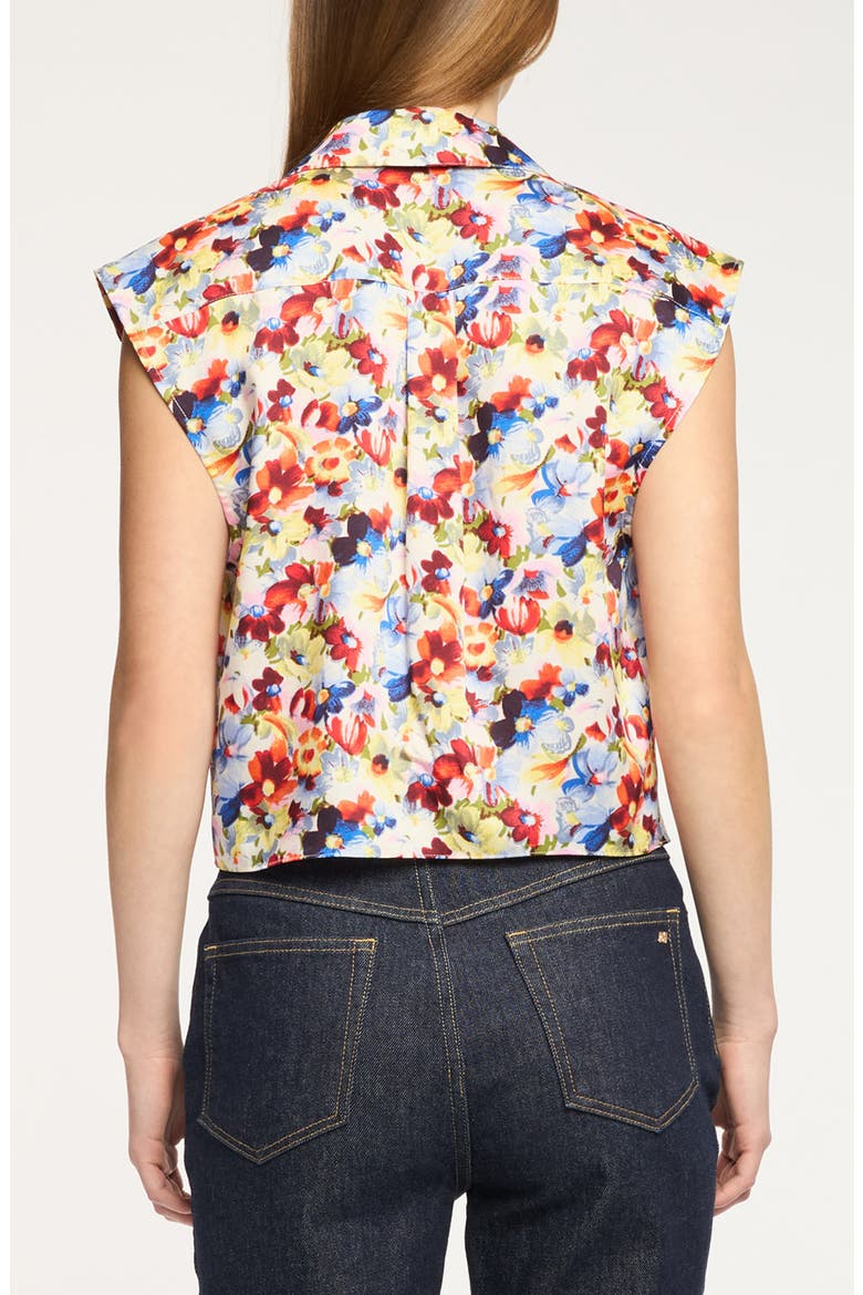 Wildflower Bunch Tie Front Crop Button-Up Shirt, Alternate, color, GARDENIA MULTI