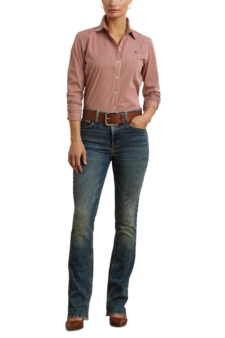 Classic Fit Stripe Broadcloth Button-Up Shirt, Alternate, color, RED/ CREAM