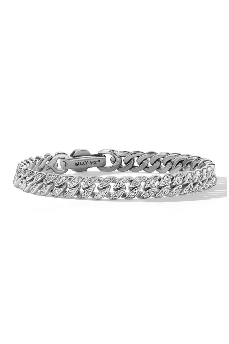 Pavé Diamond Curb Chain Bracelet, Main, color, SILVER/ DIAMOND