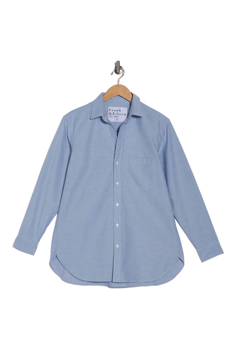 Boyfriend Cotton Button-Up Shirt, Alternate, color, GREY OXFOR