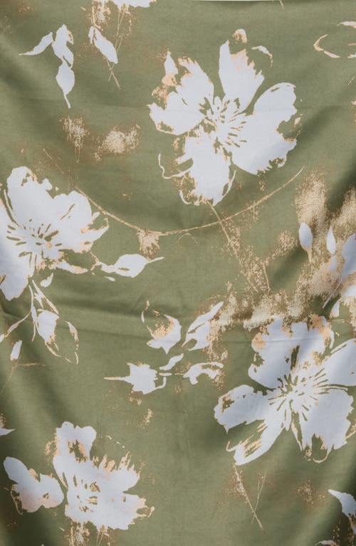 Nordstrom Rack Floral Satin Scarf In Green
