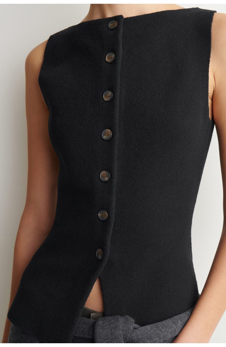 COS Cotton-Blend Crepe Vest, Alternate, color, Black